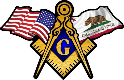 ProSticker 040 (One) 3" X 5" Masonic Series American & California Flags Compass Square Decal Sticker