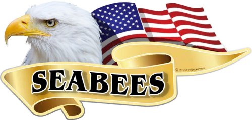 ProSticker 924 (One) 3" X 6" American Pride Series Seabees Bald Eagle Decal Sticker