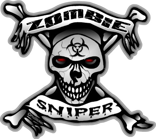 ProSticker 1294 Zombie Series 4" x 5.5" Zombie Sniper Skull Bone Sticker Decal
