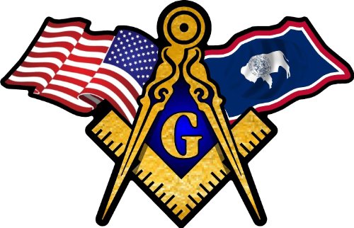 ProSticker 085 (One) 3" X 5" Masonic Series American & Wyoming Flags Compass Square Decal Sticker