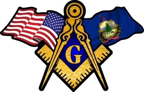 ProSticker 080 (One) 3" X 5" Masonic Series American & Vermont Flags Compass Square Decal Sticker