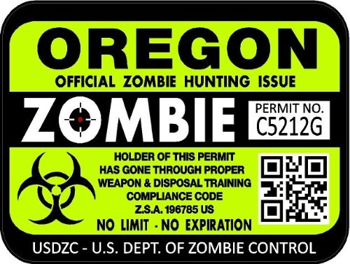 ProSticker 1247 (Two Pack) 3"x 4" Zombie Series Oregon Hunting License Permit Decal Sticker