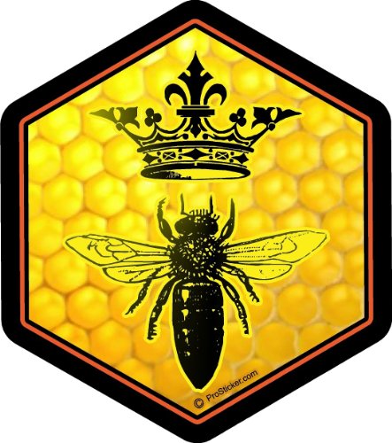 ProSticker 2143 (One) 4" Beekeeping Series Queen Bee Decal Sticker