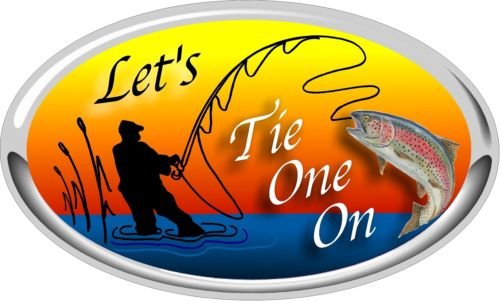 ProSticker 1509 (One) 3" X 5" Fishing Art Series Fly Rod Lets Tie One On Decal Sticker