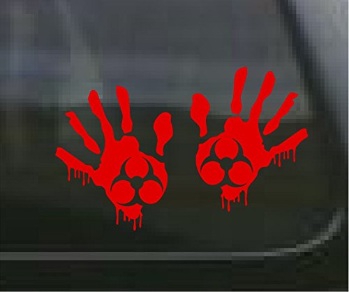 ProSticker 1263/1264 (Right Hand and Left Hand) 4" Zombie Series Red Blood Hand Biohazard Decal Sticker