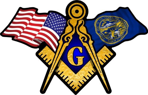 ProSticker 062 (One) 3" X 5" Masonic Series American & Nebraska Flags Compass Square Decal Sticker