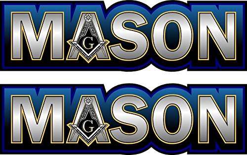ProSticker 007.6L (Two) 1.75" X 6" Masonic Series"Mason" Freemason Compass Square Decal Sticker