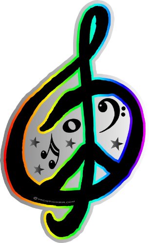 ProSticker 2116 (One) 4" X 6.5" Harmony Series Clef Peace Sign Decal Sticker