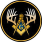 ProSticker 028 (One) 4" Masonic Series Compass Square Deer Antler Decal Sticker