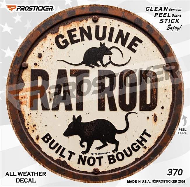 Rat Rod Decal – Vintage Look Vinyl Sticker for Cars, Trucks, Motorcycles, Toolboxes, and More – Retro Hot Rod Style Sticker Prosticker 370