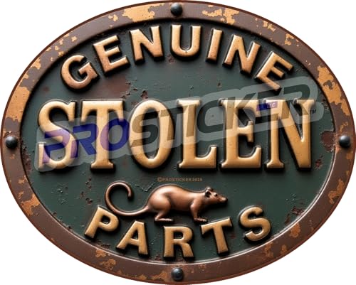 Rat Rod Decal – "Genuine Stolen Parts" - Vintage look Vinyl Sticker for Cars, Trucks, Motorcycles, Toolboxes, and More – Retro Hot Rod Style Sticker Prosticker 372