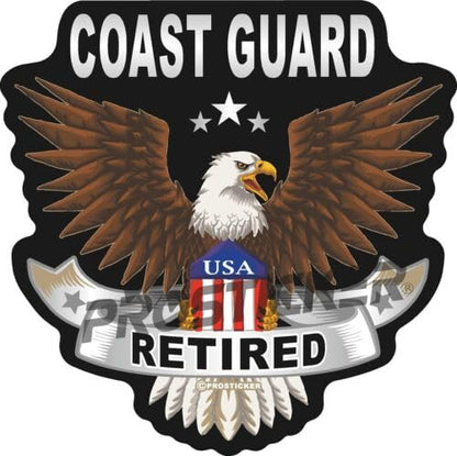 Coast Guard Retired Decal USA Flag Eagle Military ProSticker 254
