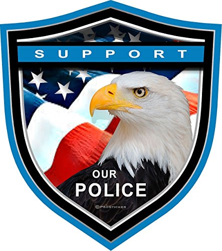 ProSticker 1100 (One) 4" Patriot Series Support Our Police Eagle Shield Thin Blue Line Decal Sticker