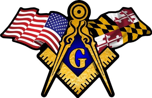 ProSticker 055 (One) 3" X 5" Masonic Series American & Maryland Flags Compass Square Decal Sticker
