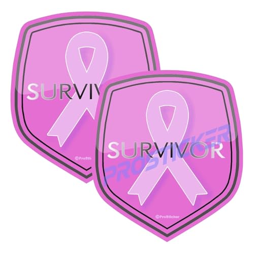 Breast Cancer Survivor Ribbon Decal (One) 3" 2 Pack ProSticker 2526 2PK (2)