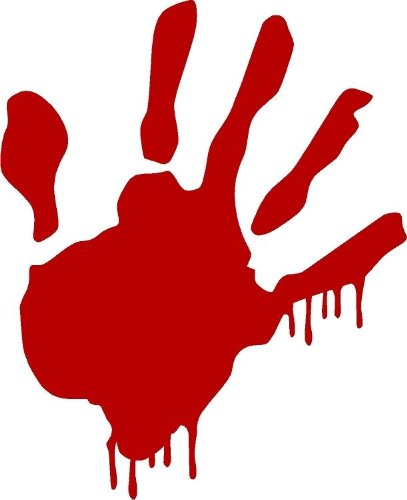 ProSticker 1261 (One) 4" Zombie Series Red Blood Hand Decal Sticker
