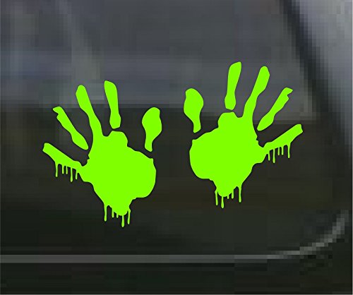 ProSticker 1266 (Right Hand and Left Hand) 4" Zombie Series Green Blood Hand Decal Sticker