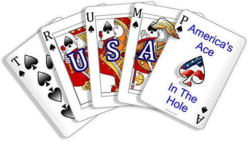 ProSticker 1105 (One) 4" x 7" Patriot Series Trump, Americas Ace in The Hole Royal Flush Decal