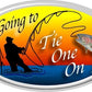 ProSticker 1508 (One) 3" X 5" Fishing Art Series Fly Rod Going to Tie One On Decal Sticker