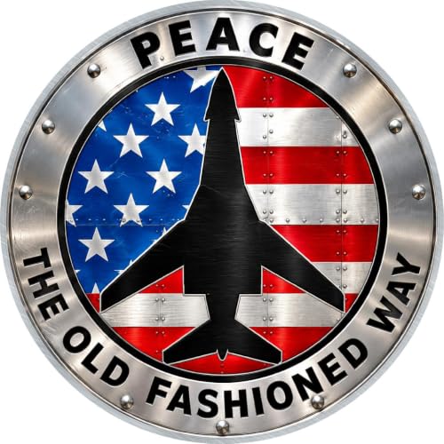 ProSticker 403 (One) 4" Patriot Series The Old Fashioned Way, Peace B-1 Bomber Plane Decal Sticker - Premium Vinyl Material - Multi-Color Design - Weather Resistant