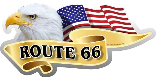 ProSticker 961 (One) 3" X 6" American Pride Series Route 66" Bald Eagle Decal Sticker