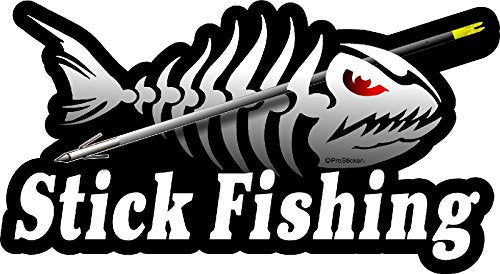 ProSticker 1523 (One) 3.5" X 7" Fishing Art Series Stick Fishing Skeleton Arrow Decals Sticker