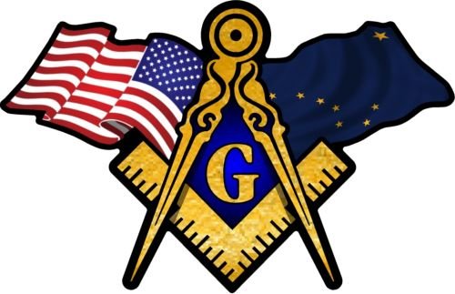 ProSticker 037 (One) 3" X 5" Masonic Series American & Alaska Flags Compass Square Decal Sticker