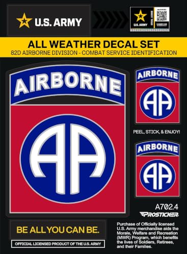 Officially Licensed U.S. Army 82nd Airborne Combat Service Identification - Premium Vinyl Military Sticker for Vehicle Window Bumper Toolbox Laptop by ProSticker - A702
