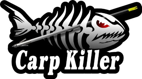 ProSticker 1517 (One) 3.5" X 7" Fishing Art Series Carp Killer Skeleton Arrow Decals Sticker