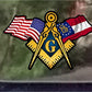 ProSticker 045 (10 Pack) 3" X 5" Masonic Series American & Georgia Flags Compass Square Decal Sticker