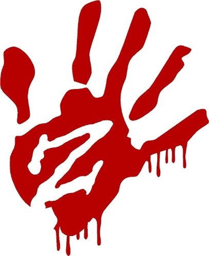 ProSticker 1269 (One) 4" Zombie Series Red Blood Hand Biohazard Decal Sticker