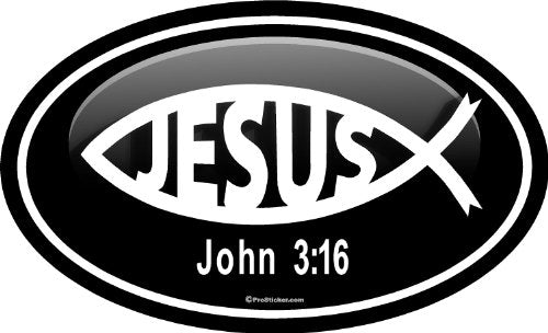 ProSticker 2219 (One) 3" X 5" Euro Oval Series Jesus John 3:16" Decal Sticker
