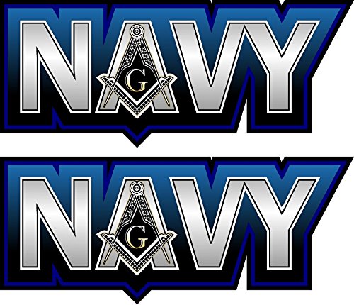 ProSticker 099.6L (Two) 2.5" X 6" Masonic Series"Navy" Freemason Compass Square Decal Sticker