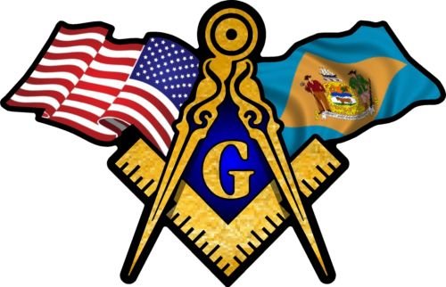 ProSticker 043 (One) 3" X 5" Masonic Series American & Delaware Flags Compass Square Decal Sticker