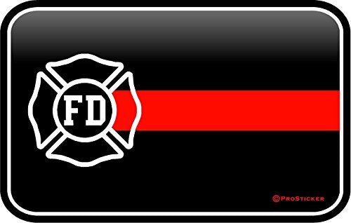 ProSticker 202 (One) 3" X 5" Patriot Series Fire Department Red Line Support Decal Sticker