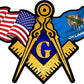 ProSticker 071 (One) 3" X 5" Masonic Series American & Oklahoma Flags Compass Square Decal Sticker