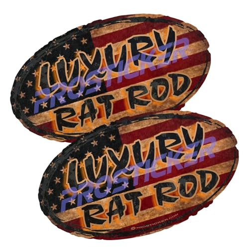 American Flag Luxury Rat Rod Decal (One) 2.5"x 4.25" 2 Pack ProSticker 733 2PK