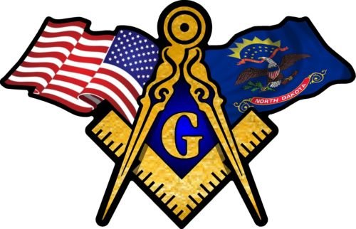 ProSticker 069 (One) 3" X 5" Masonic Series American & North Dakota Compass Square Decal Sticker