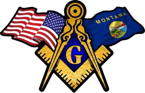 ProSticker 061 (One) 3" X 5" Masonic Series American & Montana Flags Compass Square Decal Sticker