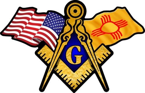 ProSticker 066 (One) 3" X 5" Masonic Series American & New Mexico Flags Compass Square Decal Sticker