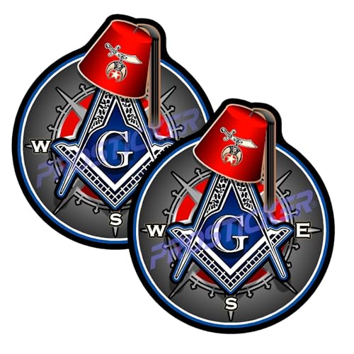 Masonic Shriner Compass Square Decal (One) 3" 2 Pack ProSticker 118 2PK