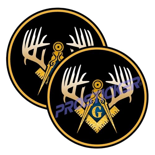 Freemason Deer Antlers Masonic Decal (One) 3" 2 Pack ProSticker 028 2PK