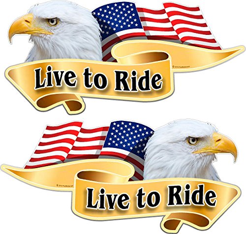 ProSticker 950.M (One Mirrored Pair) 3" X 6" American Pride Series Live to Ride Bald Eagle Decal Sticker