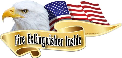 ProSticker 926 (One) 3" X 6" American Pride Series Fire Extinguisher Inside Bald Eagle Decal Sticker