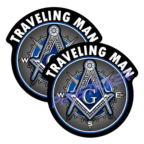 Freemason Masonic Traveling Man Decal (One) 3" 2 Pack ProSticker 121 2PK