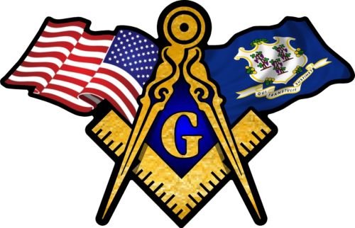 ProSticker 042 (One) 3" X 5" Masonic Series American & Connecticut Flags Compass Square Decal Sticker