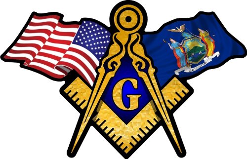 ProSticker 067 (One) 3" X 5" Masonic Series American & New York Flags Compass Square Decal Sticker