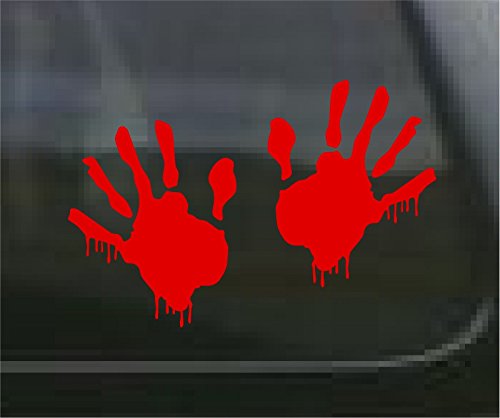 ProSticker 1261/1262 (Right Hand and Left Hand) 4" Zombie Series Red Blood Hand Decal Sticker