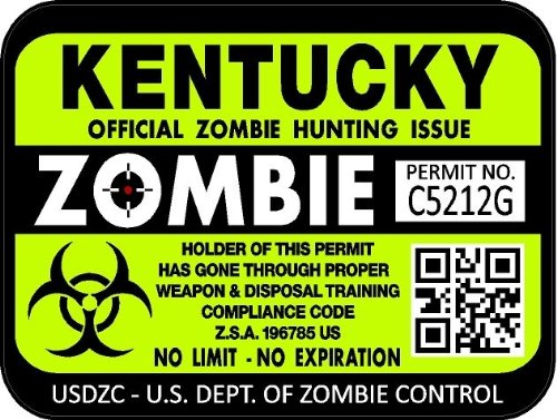 ProSticker 1227 (Two Pack) 3"x 4" Zombie Series Kentucky Hunting License Permit Decal Sticker
