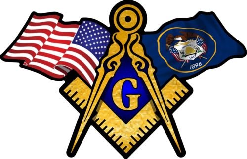 ProSticker 079 (One) 3" X 5" Masonic Series American & Utah Flags Compass Square Decal Sticker